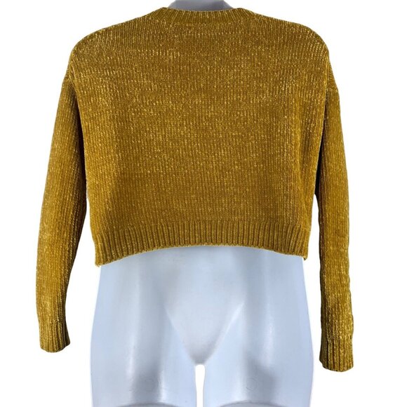 Silence + Noise Size Medium Sweater Velour Yellow Gold Long Sleeved - Picture 2 of 4